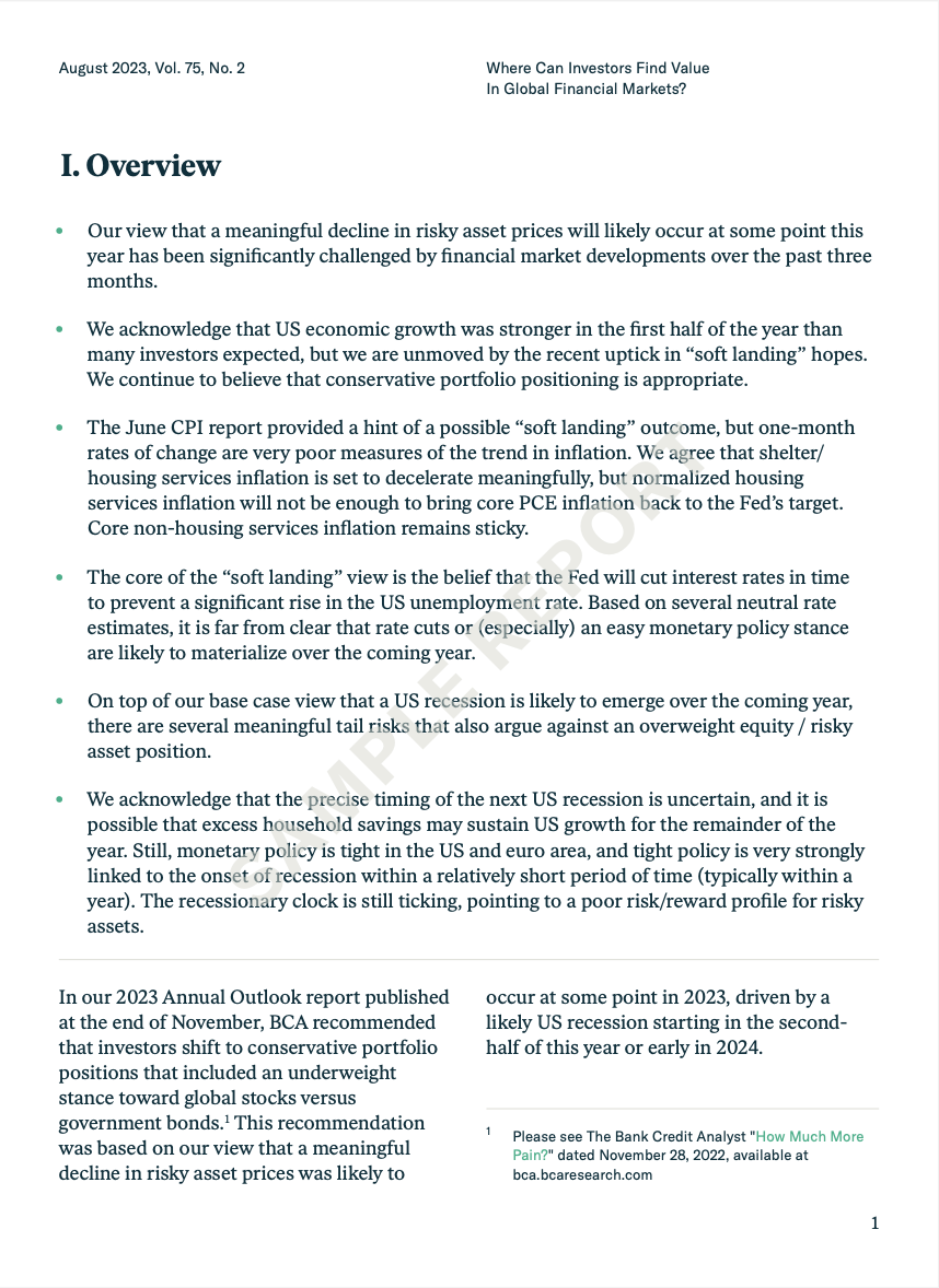 BCA Market Pulse report with macro signals and a chart showing shifts in global economic momentum.