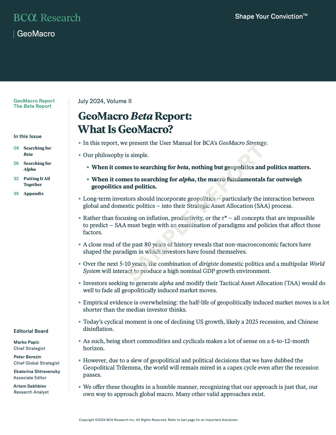 BCA report “What is GeoMacro?,” covering global macro volatility and investment implications.