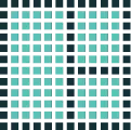 A matrix of squares, divided in three, the fills are the brightest